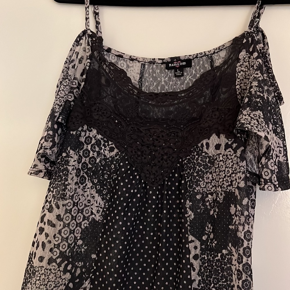 Ransom Black and Gray Women's Top